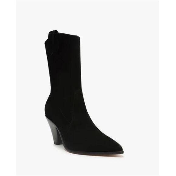 NIB Schutz Women's Black Mackie Nubuck Leather Bootie Size 7.5 B - Picture 2 of 10